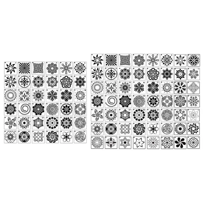 

36/56pcs Mandala Stencils DIY Drawing Template Wall Painting for Tiles Rock Scrapbooking Decor