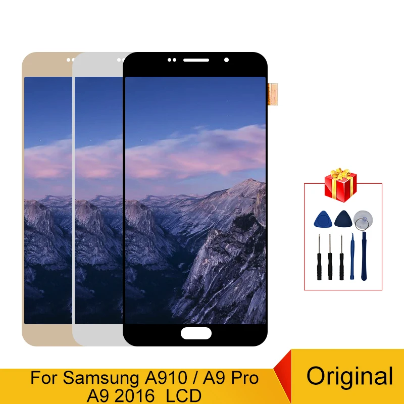 A910 дисплей оригинальный для samsung Galaxy A9 2016 ЖК сенсорный экран дигитайзер Pro A9100