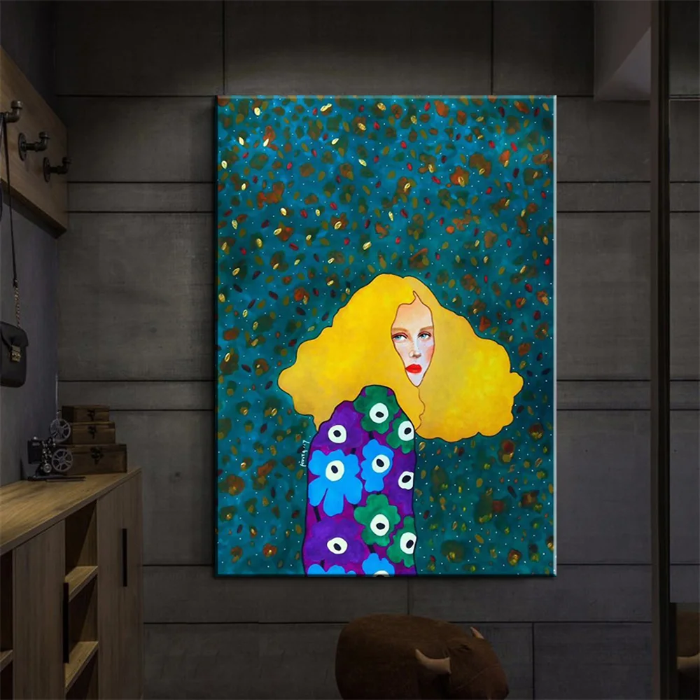 Абстрактная живопись модная винтажная девушка художественный принт холст