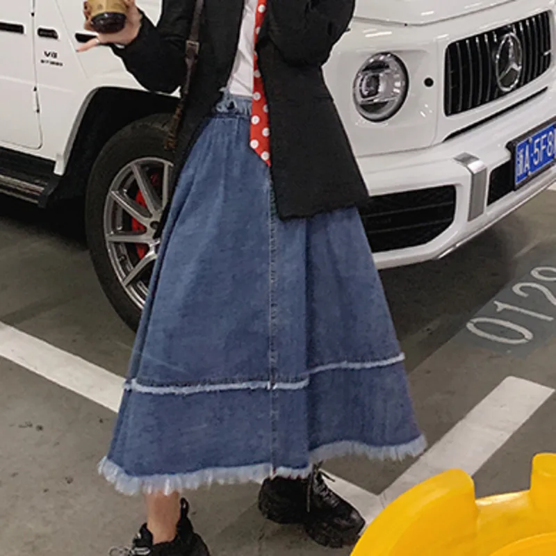 LANMREM одноцветная прошитая грубая высокая талия джинсовая свободная для женщин с