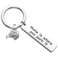 happy camper rv keychain camping jewelry happy camper keyring with van charm trailer camper gift vacation gift