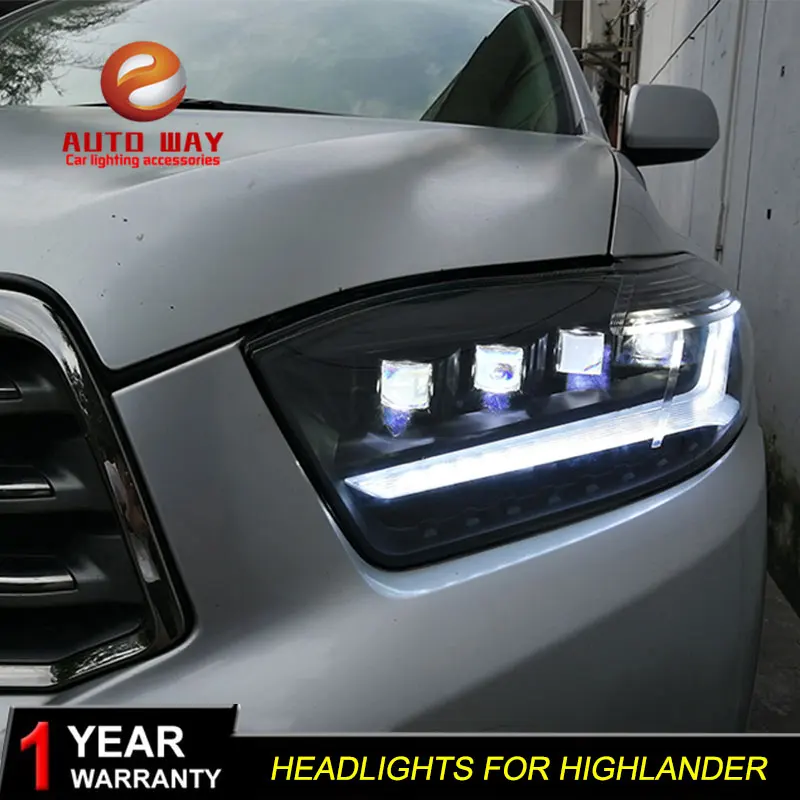 No devil eyes Автомобильный Стайлинг корпус передней фары для фары Toyota Highlander 2009 2010 2011 светодиодный фара Highlander ДРЛ фары дневного света - Цвет: No devil eyes