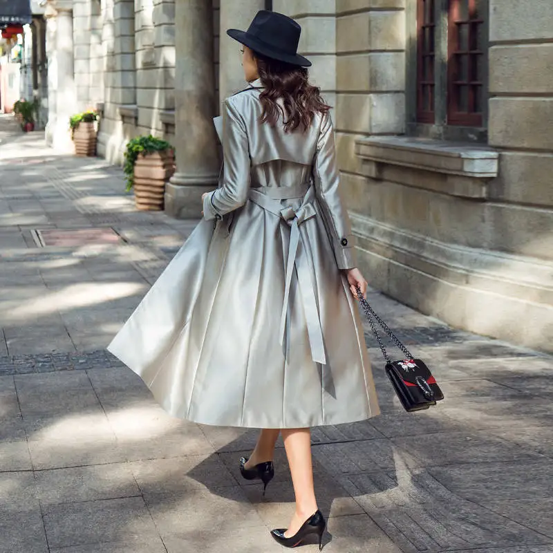 Тренч Женский 2019 новый осенний темперамент ветрозащитные пальто Дамская мода