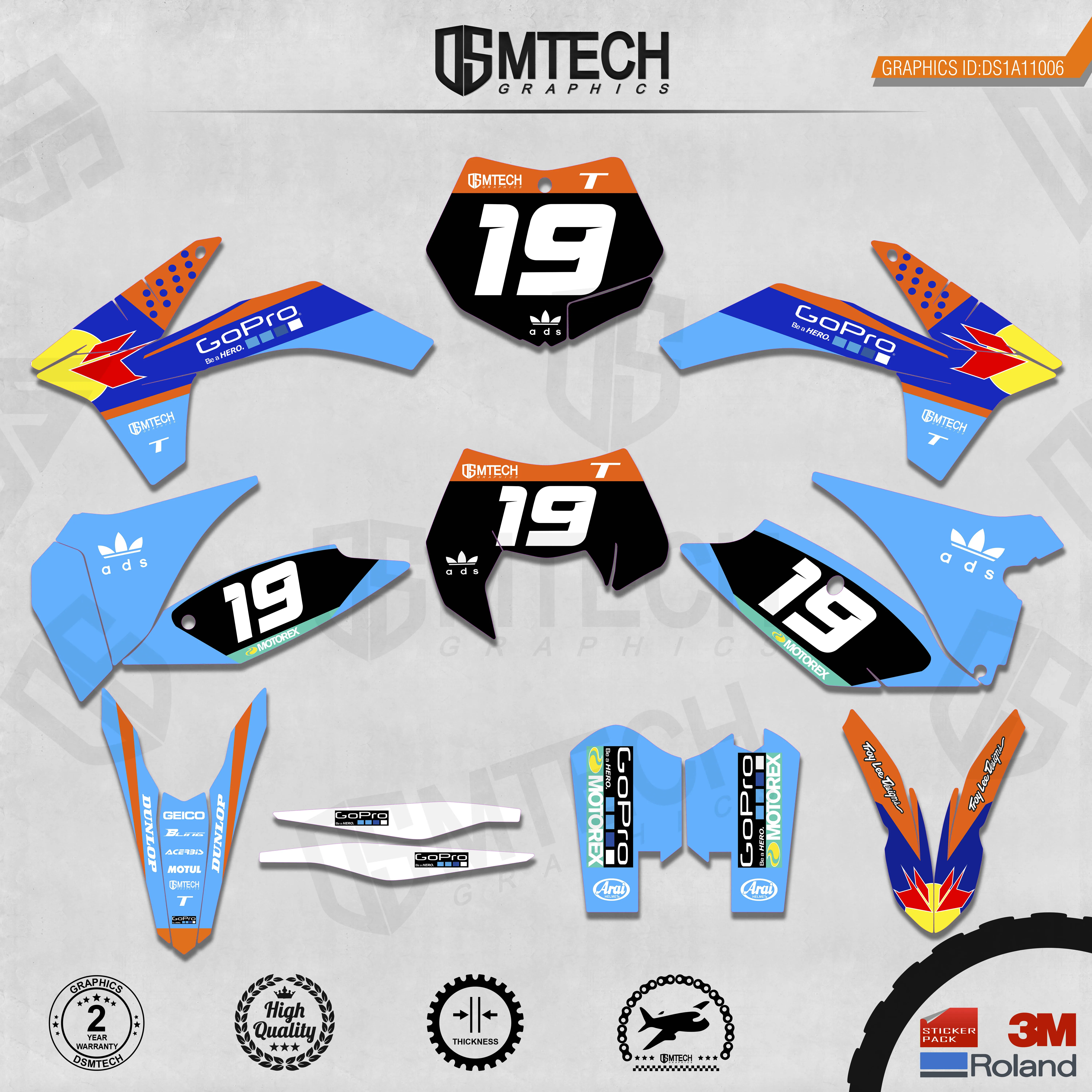 DSMTECH Customized Team Graphics Backgrounds Decals 3M Custom Stickers For  2011-2012 SXF  2012-2013EXC  006