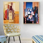 Абстрактная художественная скрипка Пикассо, картины на холсте, постеры и принты, Настенная картина для гостиной, настенное украшение