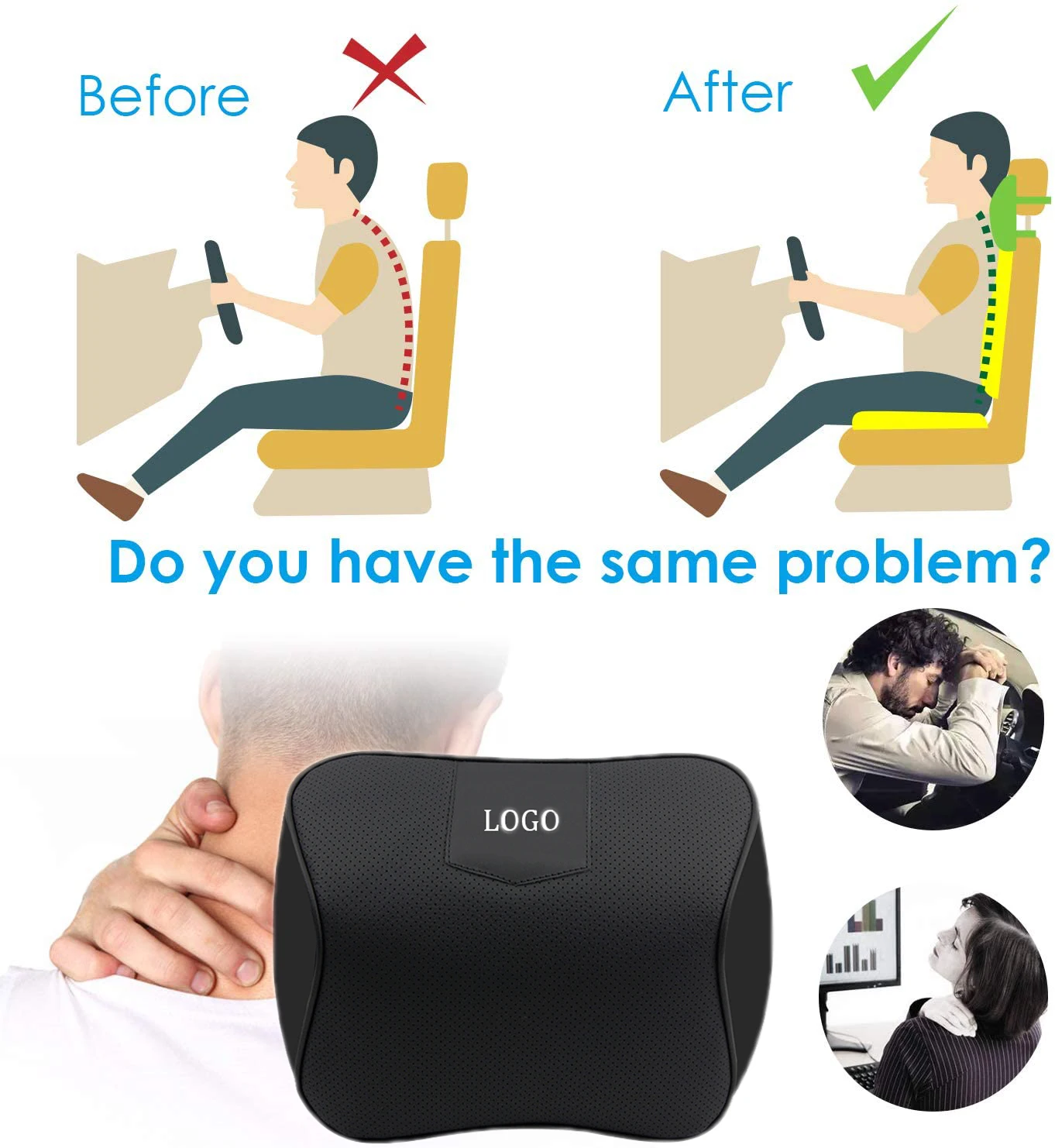 Автомобильная подушка для шеи из натуральной кожи 1 шт. облегчения боли в шее