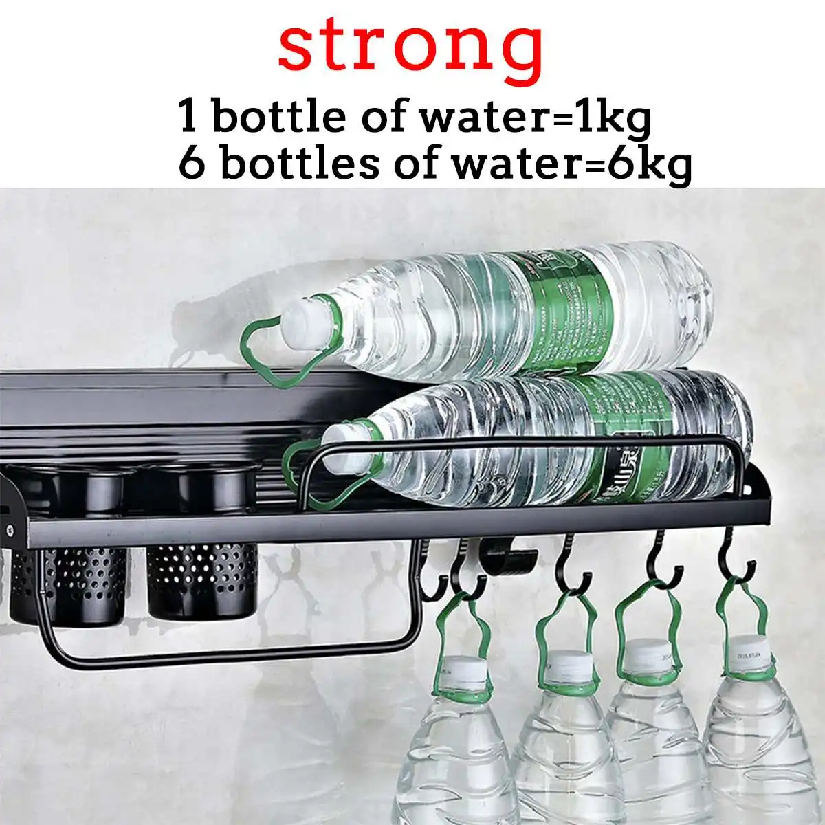 

6 Types Aluminum Wall-Mounted Spice Rack Kitchen Shelves Utensil And Spoon Rack Kitchen Cup Hooks Household Kitchen Accessories