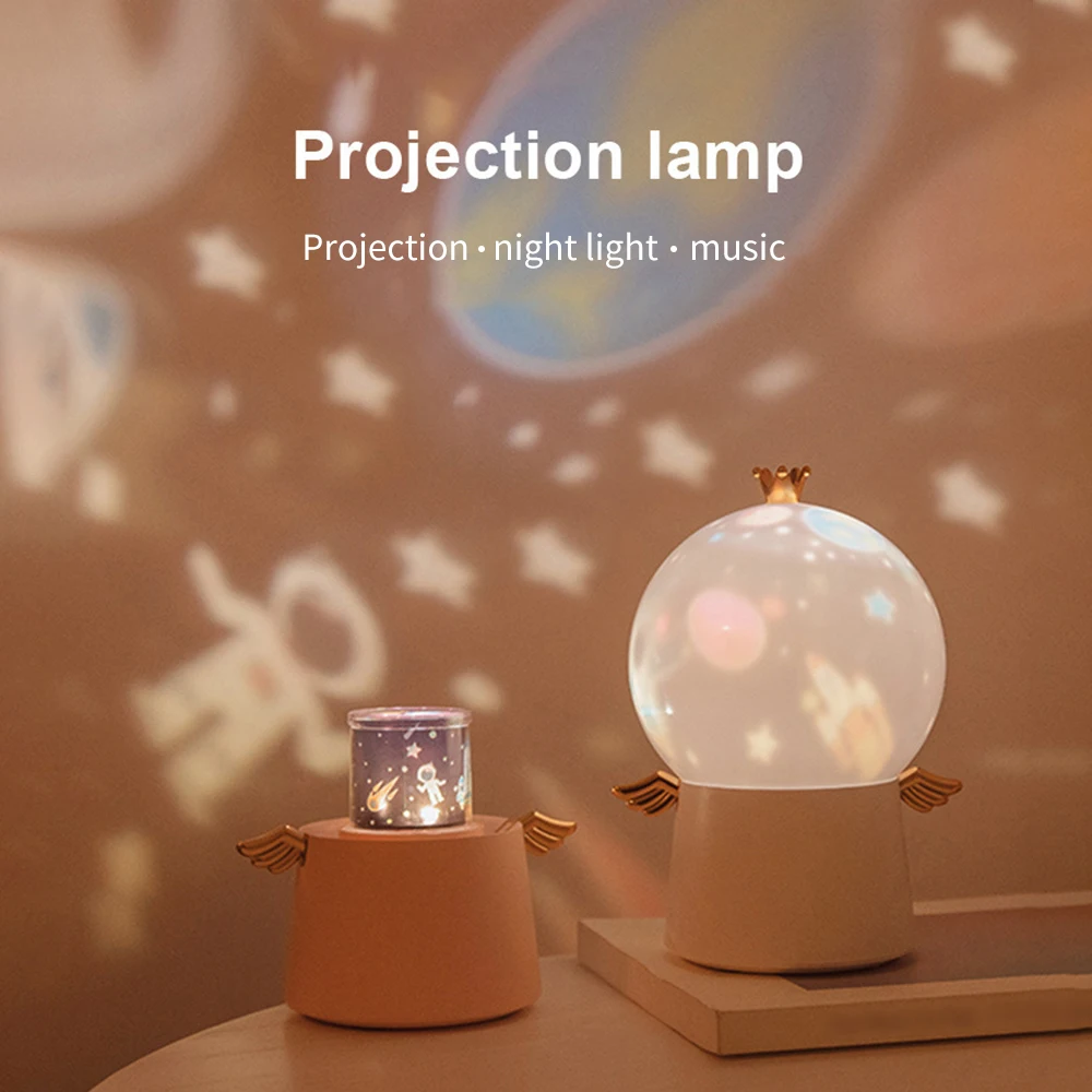 

Projector Night Light USB Desk Light 8 Songs Music Player Rechargeable Baby Nightlight 3 Brightness Levels Kids Living Room Gift