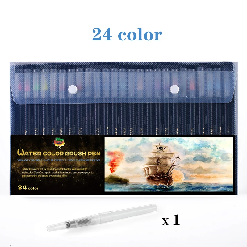 Акварельный набор кистей и ручек цвета рисунок маркер надписи эскиз картина