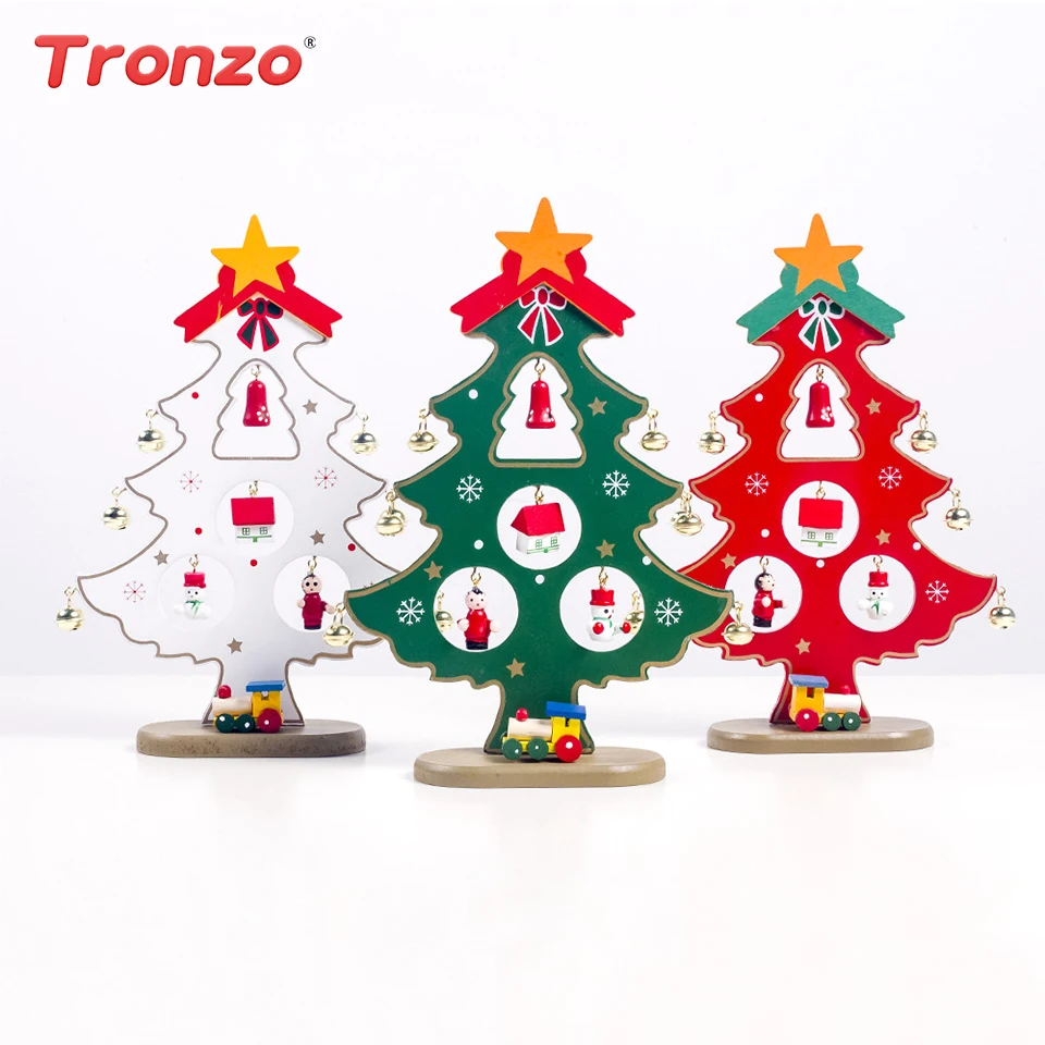 

Christmas Tree Desktop Ornaments Decorations Painted Christmas Bells Creative Red Christmas Kids Gifts Home Party Decorations
