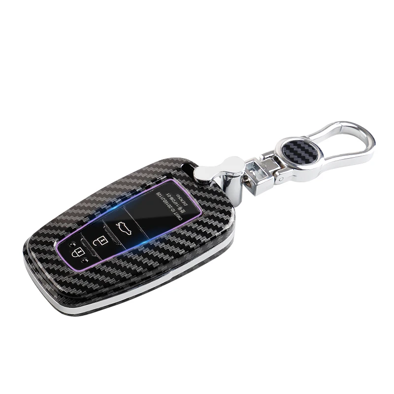 

Carbon Fiber Car Key Chain Cey Cover For Toyota Camry Chr Prius Corolla RAV4 Prado 2017 2018 Avalon Land Cruiser