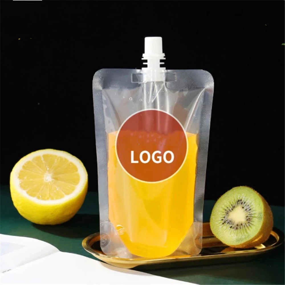 Прозрачный пластиковый пакет с носиком многоразовый прочный для бутылок жидких