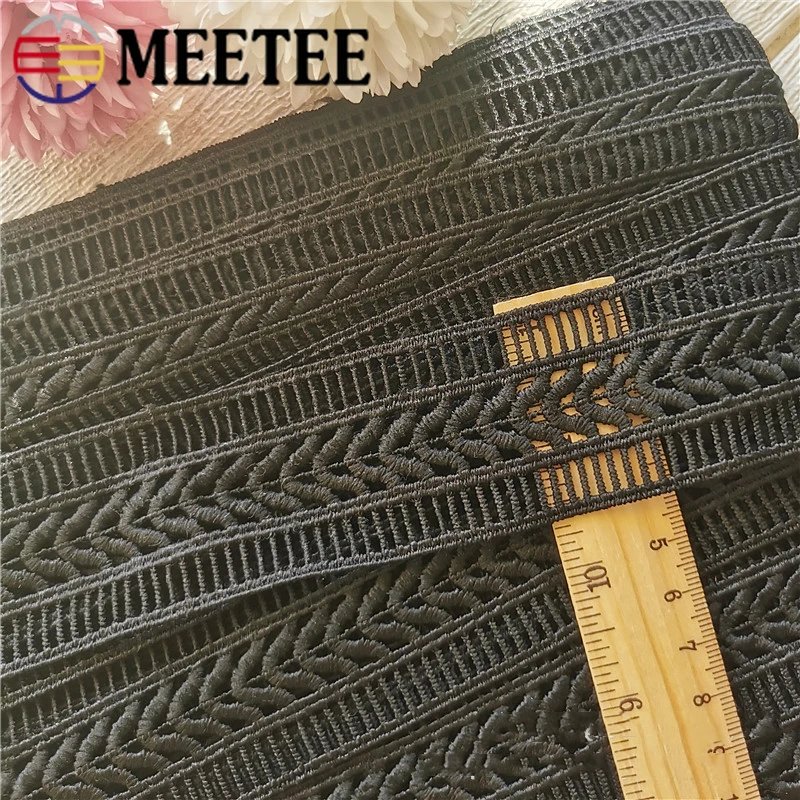 

9M Meetee 4cm Milk Silk Double Row Hollow Lace Leaf Water-soluble Embroidery Crafts DIY Clothing Sewing Material Accessories