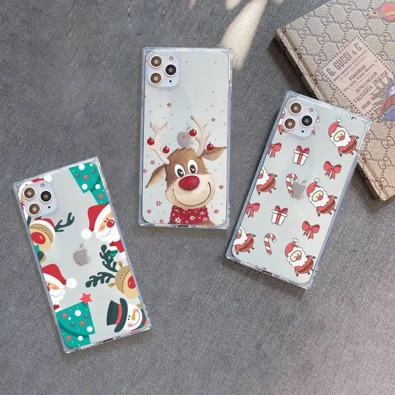 

Merry christmas Phone Case Transparent for iPhone 7 8 11 12 se 2020 mini pro X XS XR MAX Plus