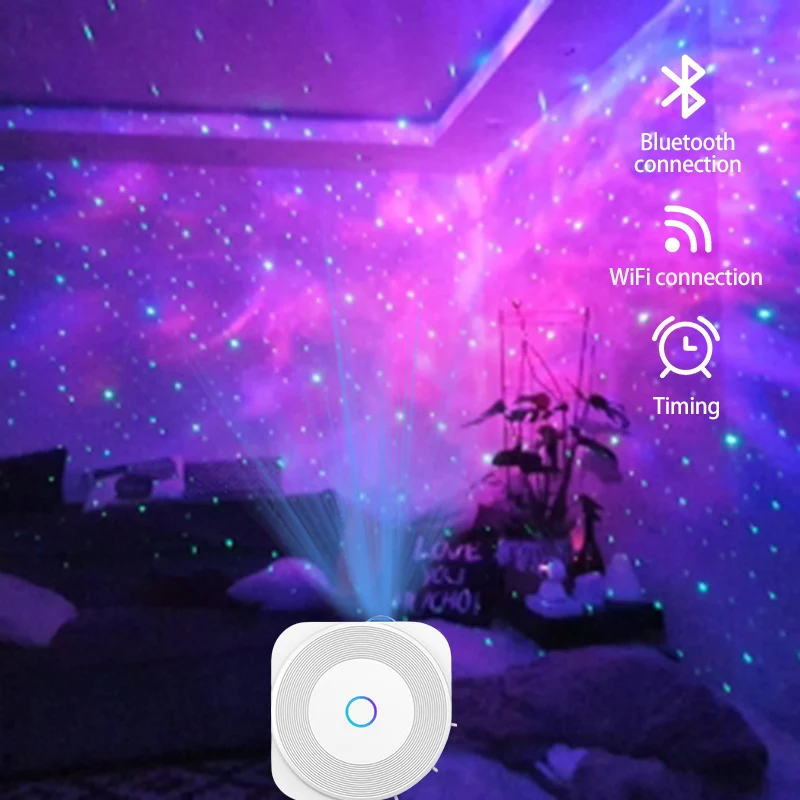 

Smart Home Galaxy Projector Voice Control Timing Setting Colourful Romantic Projector Lamp Compatible With Alexa Google Home