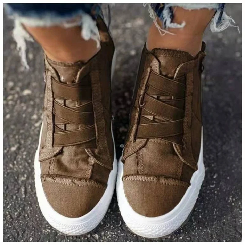 

New Fashion Ladies Zipper All-match Comfortable Canvas Casual Shoes