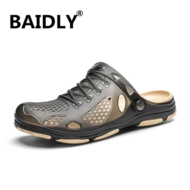 Сандалии мужские дышащие повседневные пляжные туфли без застежки с подсветкой