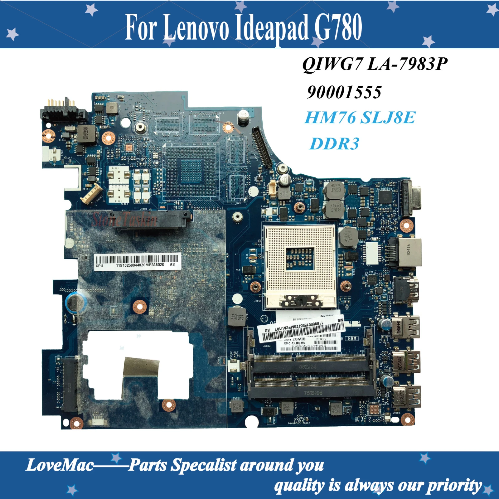 Высококачественная материнская плата FRU 90001555 для ноутбука Lenovo Ideapad G780 QIWG7 LA 7983P HM76