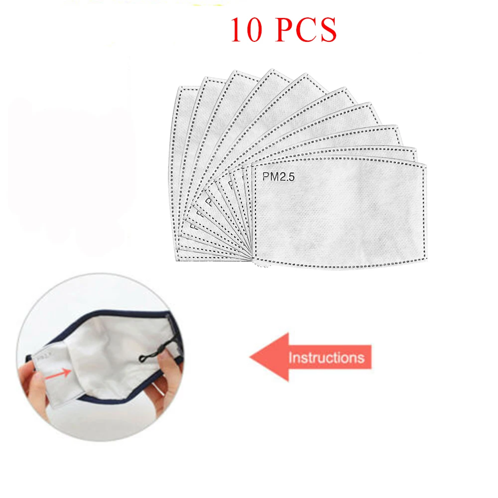 10 шт./лот 5 слоев PM2.5 фильтр бумага маска для рта Анти пыль лица фильтровальная с