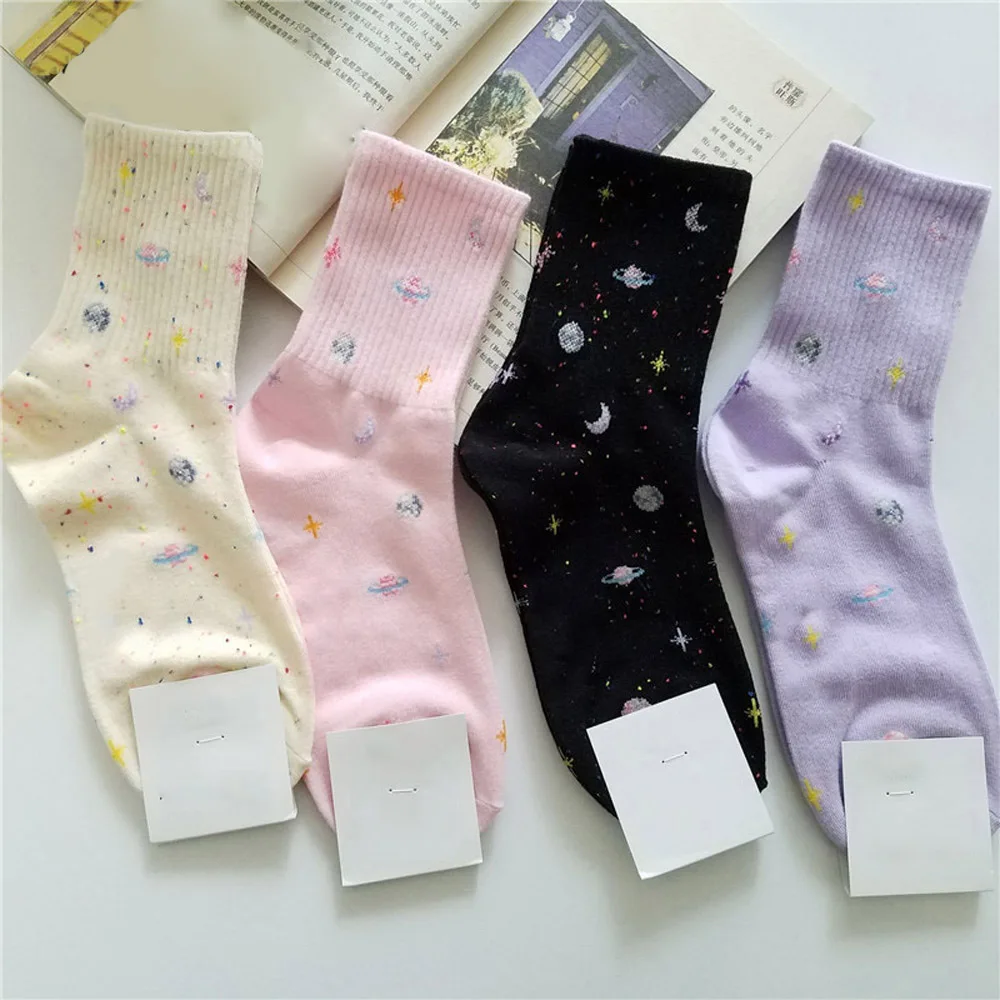 Смешные носки в стиле Харадзюку с изображением планеты японские креативные