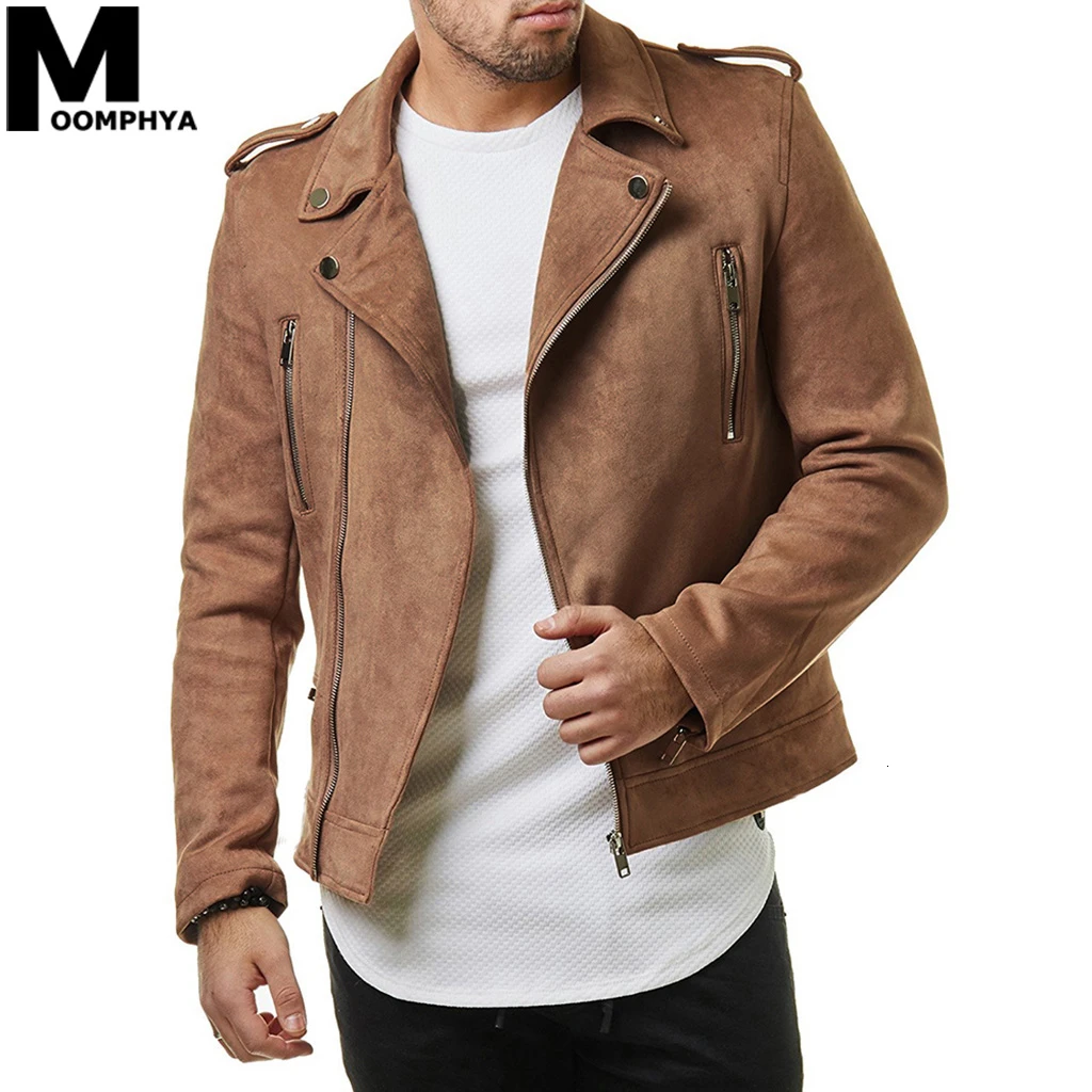 Мужская замшевая куртка Moomphya винтажная уличная в стиле хип хоп с текстурой