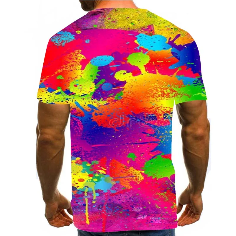 

Men's Graphic T Shirts 3D Print Shirt Summer Tees Colorful Pigment Pattern Tops Rainbow