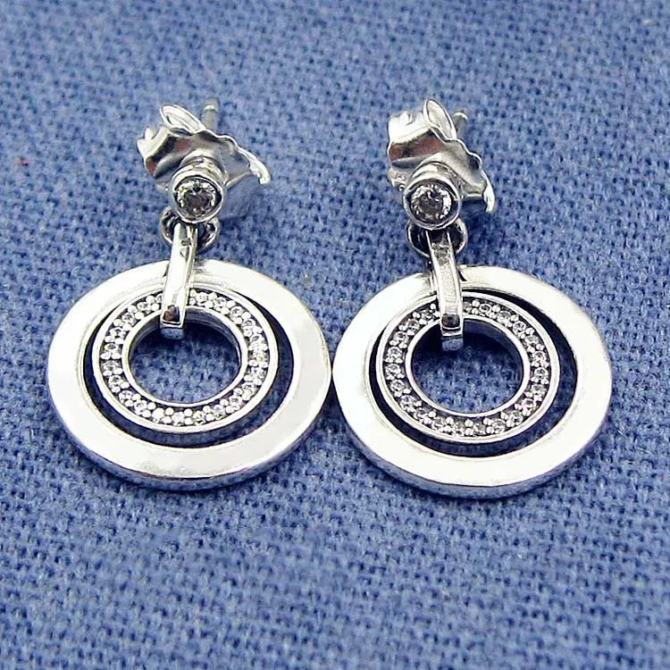 

Original Signature Circles Earring With Crystal For Women 925 Sterling Silver Earring Wedding Gift Europe Jewelry