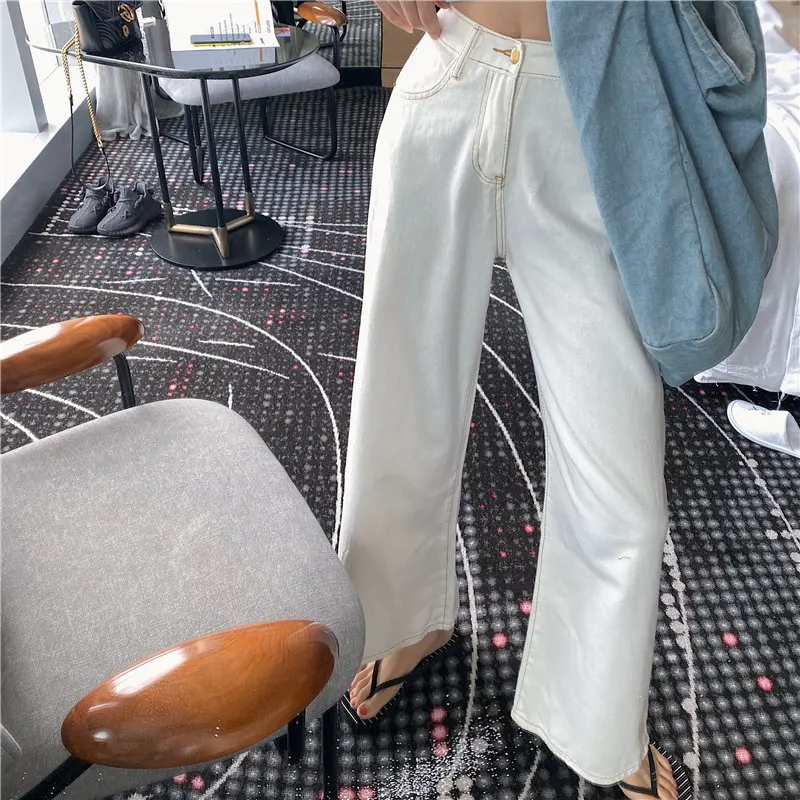 

Джинсы универсальные с широкими штанинами, Модные Винтажные ковбойские штаны из денима, уличная одежда, повседневные узкие брюки большого ...