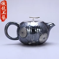 teapot kettle hot water teapot iron teapot stainless steel kettle tea bowl eight piece set handmade s999 sterling silver