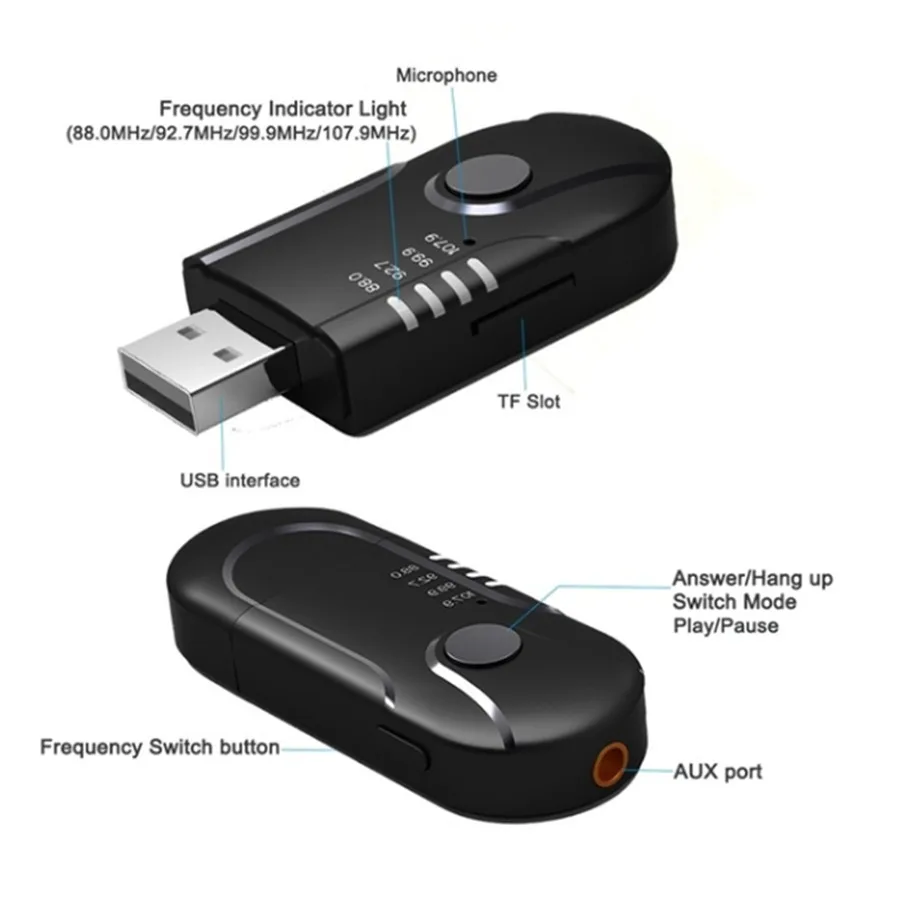fm-трансмиттер с USB питанием Bluetooth Автомобильный Auxz аудио плеер TF музыкальный адаптер беспроводной приемник для гарнитуры автомобильный fm-модулятор