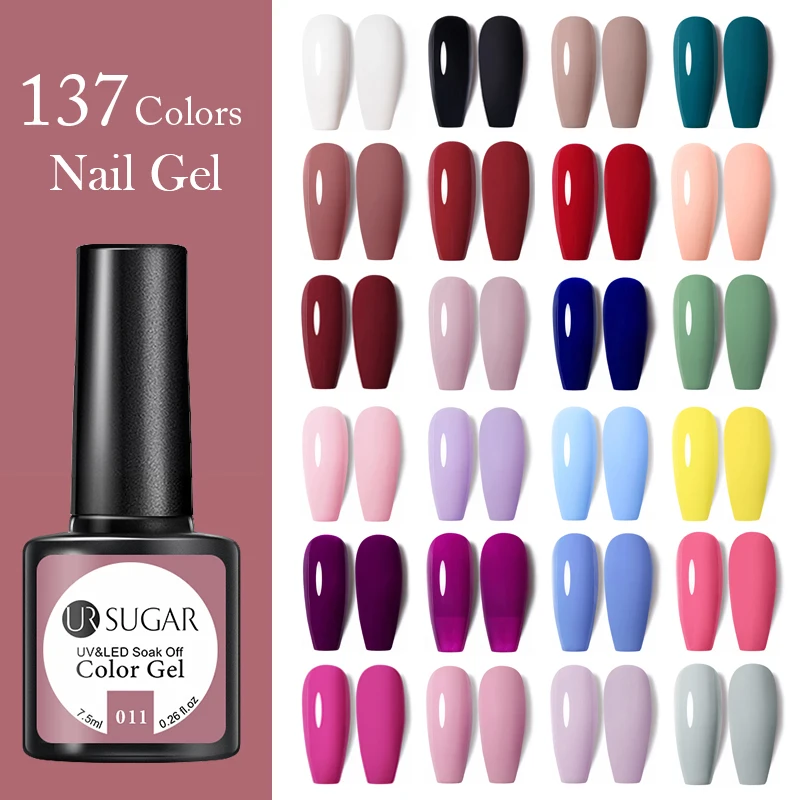 UR SUGAR Gel Nail Polish 137 Popular Colors 7.5ML Gel Polish Soak Off Gel Nail  Glitter Nail Art Starter  Beauty Gifts