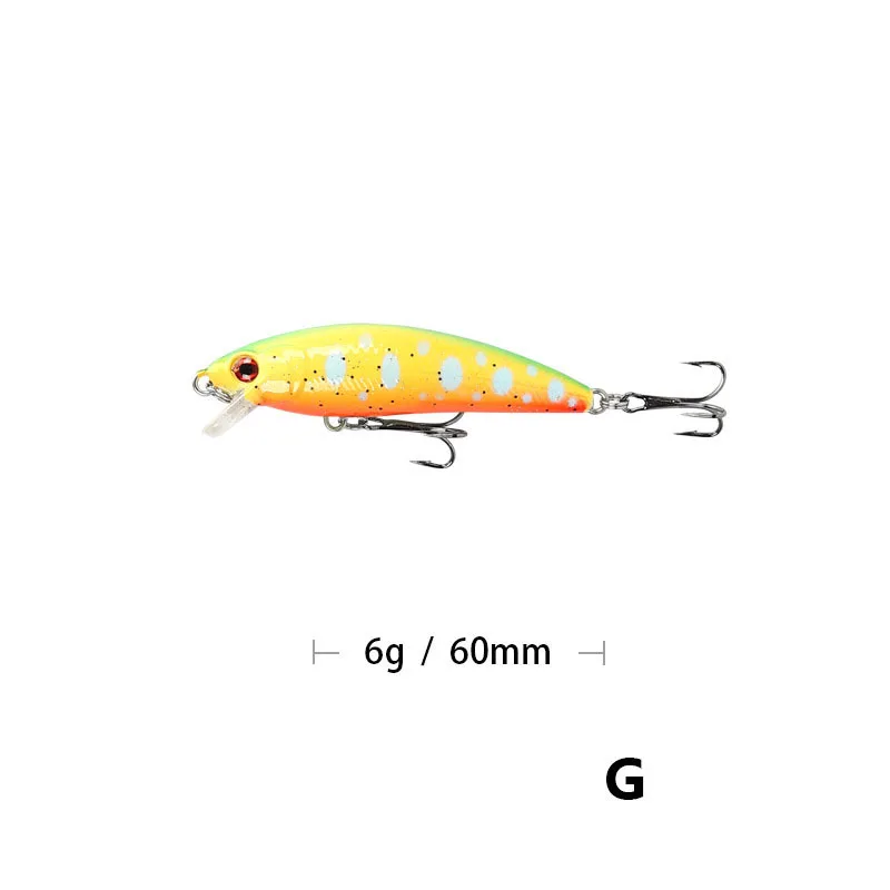 

8 Colors 6cm/5.7g Artificial Minnow Floating Plastic Hard Bait Swimbait Bionic Bait With Treble Hook Diving Depth 0-0.5M 3D Eyes