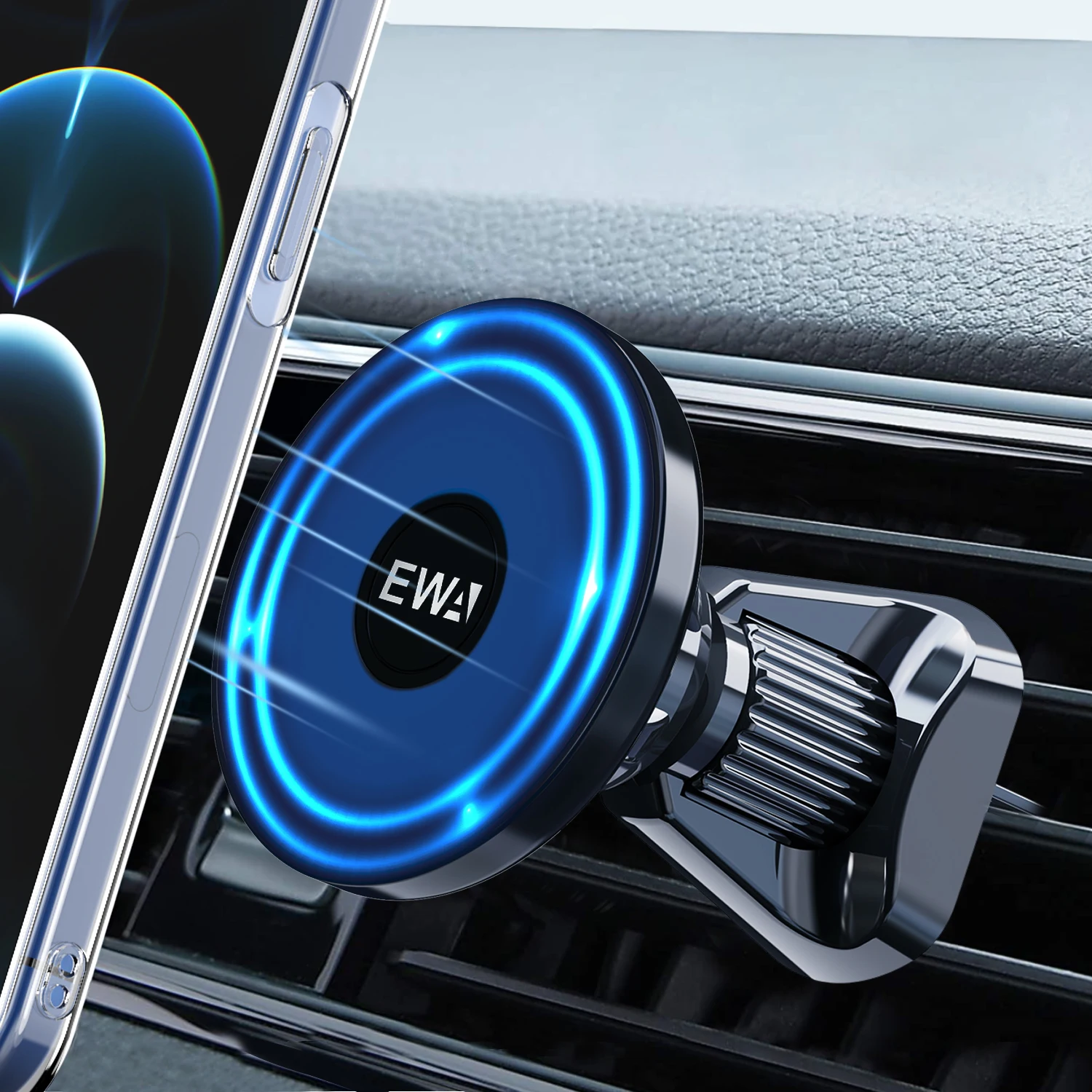 EWA-soporte magn&eacute;tico para coche Compatible con iPhone 12/13/ Pro/12 Max/12 Mini/Magsafe, funda de tel&eacute;fono con im&aacute;n fuerte para ventilaci&oacute;n de aire-0