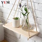 Деревянные подвесные веревочные полки премиум-класса, настенные полки для комнатных и уличных цветов, декоративные полки простого дизайна