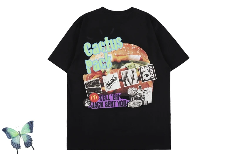 

New Travis Scott Cactus Jack Hamburg T-shirt Cactus Jack High Quality Casual T Shirt Men Women Classic Washed Top Tees