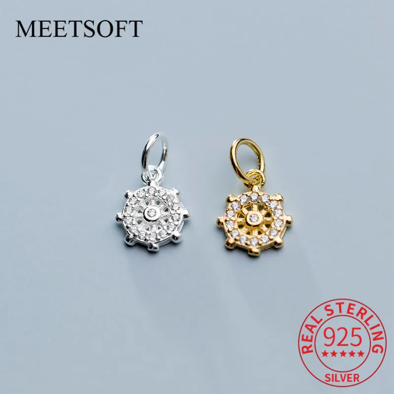 

MEETSOFT натуральная 925 стерлингового серебра с принтом «Якорь Циркон Minimlist подвески DIY ювелирные ожерелья ручной работы выглядит очаровательн...