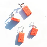 creative resin half a brick drop earrings for women hip hop funny mini red brinks dangle earring hook punk jewelry children gift