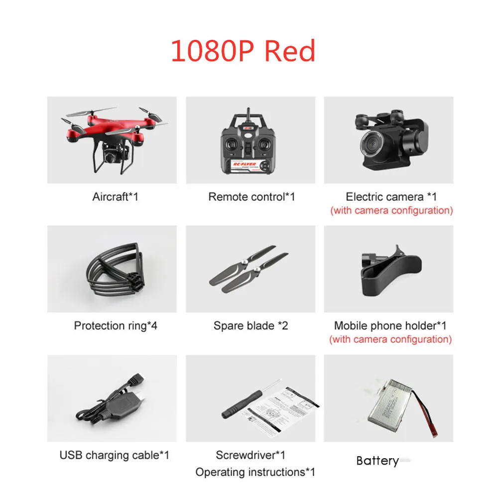 1080P Red 1B Дрон S32T Поворотная камера HD Антенна Quadrangle wifi fpv Дрон RC вертолет камера Вертолет камера Квадрокоптер полёт 20 минут - Цвет: 1080P Red 1B
