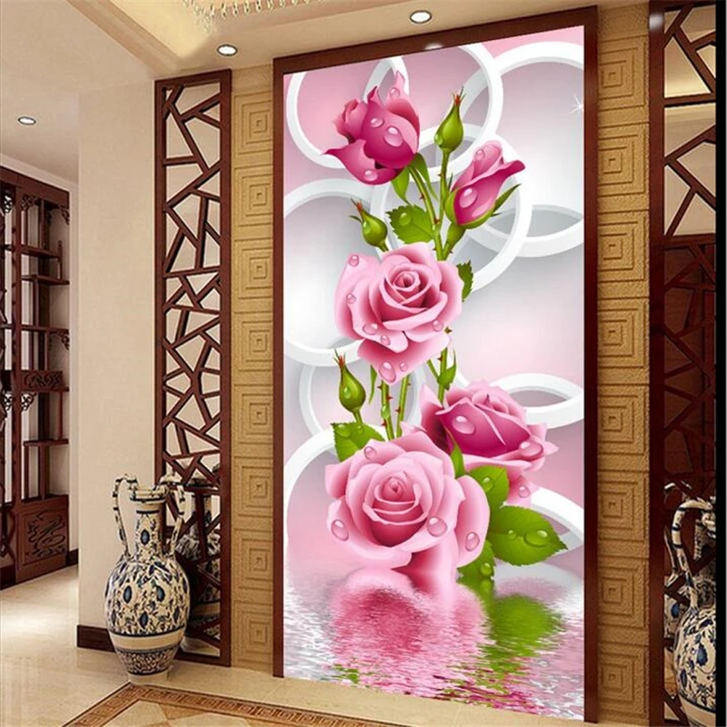 3D обои под заказ стерео круглая Роза крыльцо проход фон для стен гостиной спальни