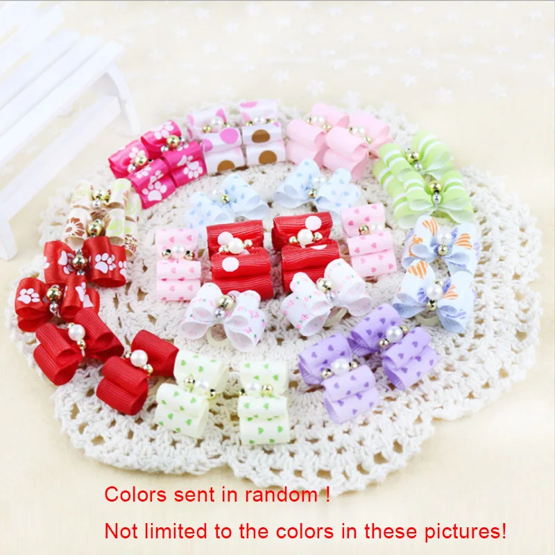 

Dog Hair Bows Mixed Patterns Small Dog Bows Rubber Bands Pet Dog Grooming Accessories