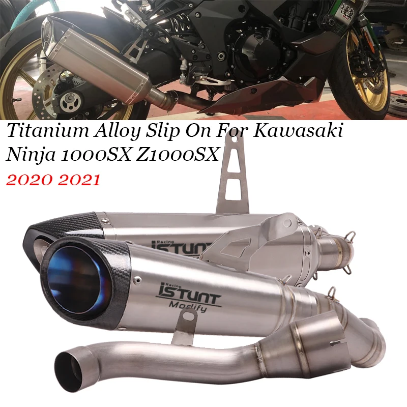 

Ninja1000sx Motorcycle Titanium Alloy Exhaust Muffler Middle Link Pipe Slip-On Escape For Kawasaki Ninja1000SX Z1000SX 2020 2021