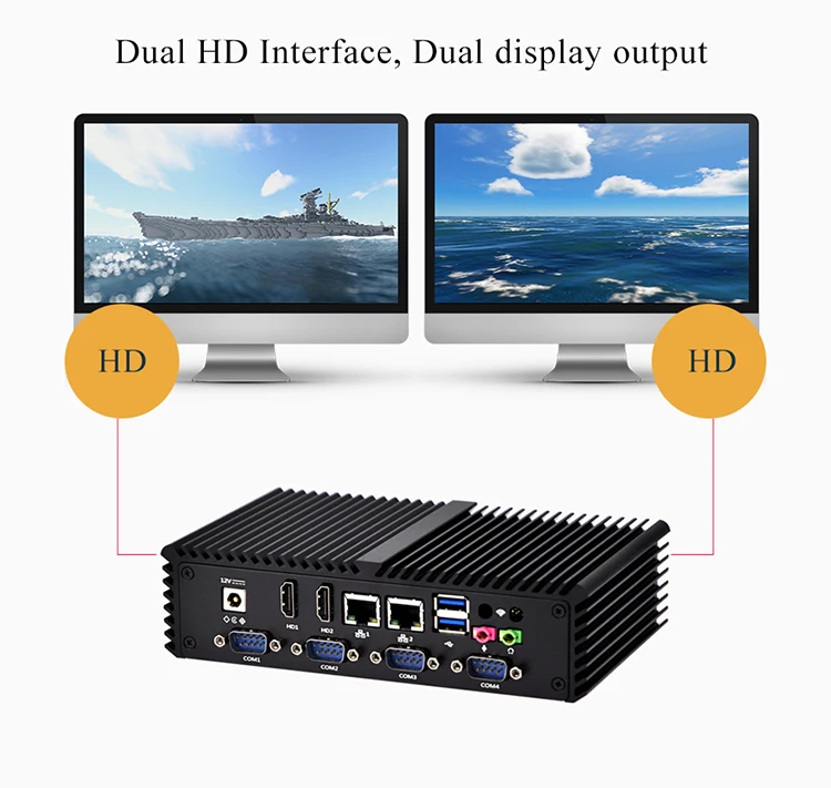 KANSUNG Celeron 3215U Процессор 6 COM RS232/RS485 дешевый безвентиляторный мини ПК 2 Lan 2 HD 6 USB промышленный одноплатный x86 мини компьютер