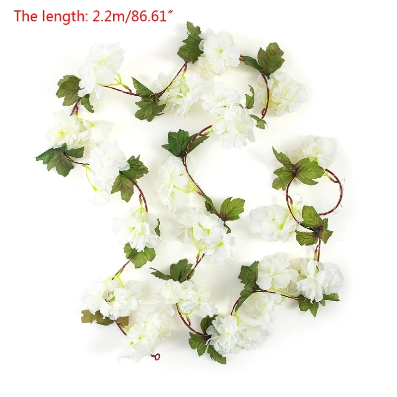 

25LED 7.2ft Artificial Flower Cherry Blossoms Rattan Vine Copper Wire String Light for Wedding Party Garden Home Decoration