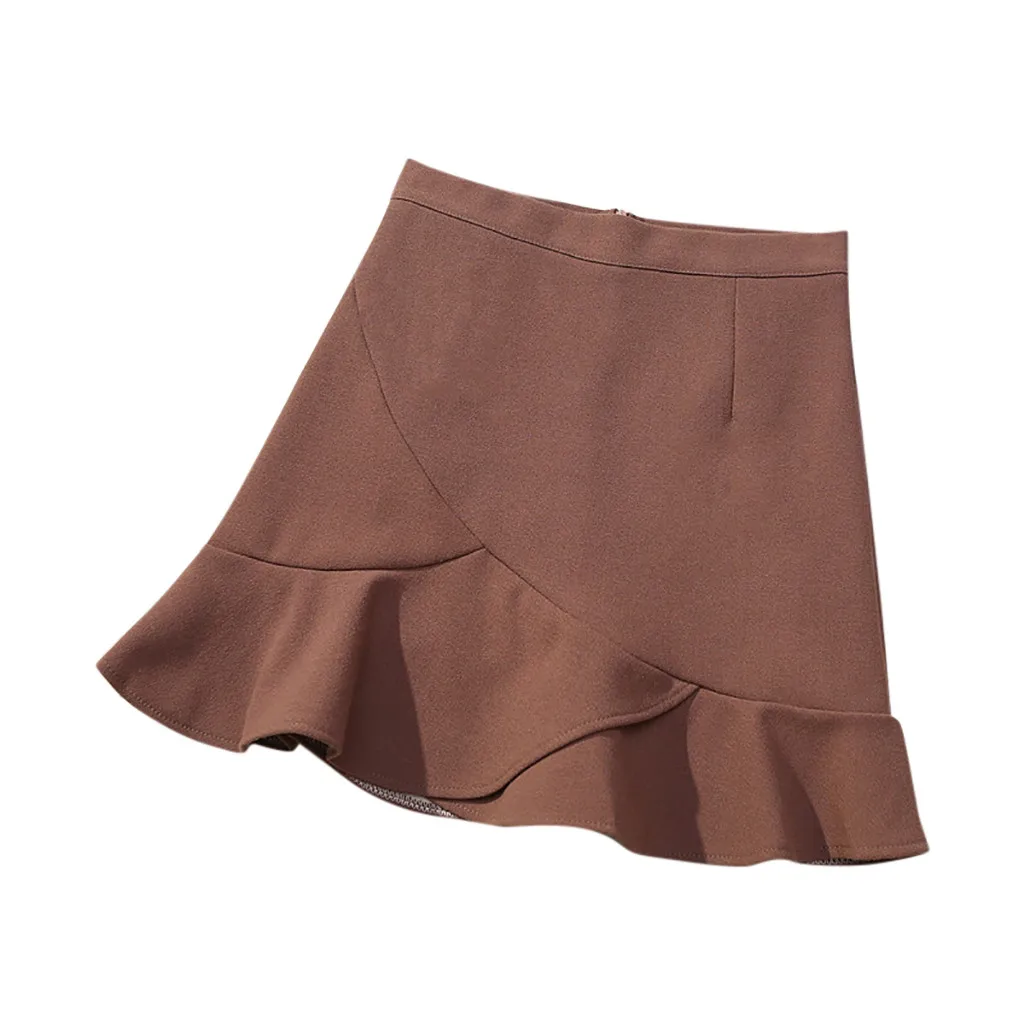 Модные Женские повседневные однотонные Короткие мини-Юбки с высокой талией в