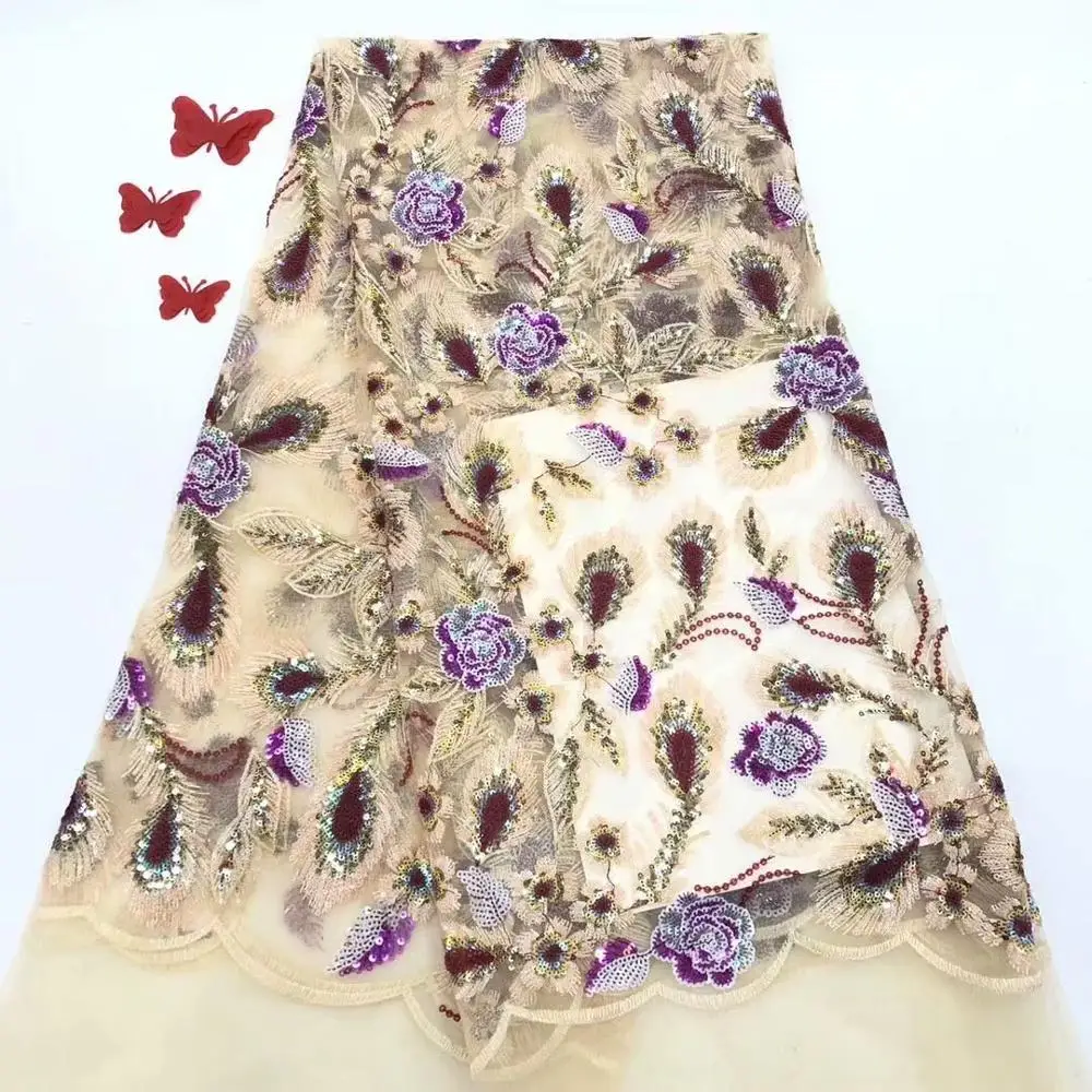 Высококачественная блестящая французская кружевная ткань для свадьбы последняя