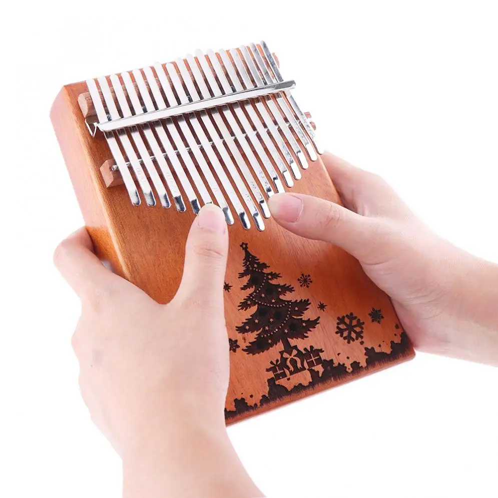 17 клавиш Kalimba отверстие для рождественской елки одна доска красное дерево