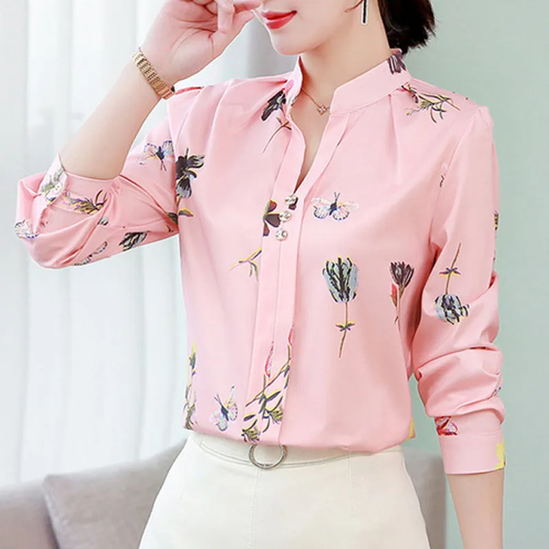 Женские шифоновые блузки с длинным рукавом повседневные офисные Топы для женщин