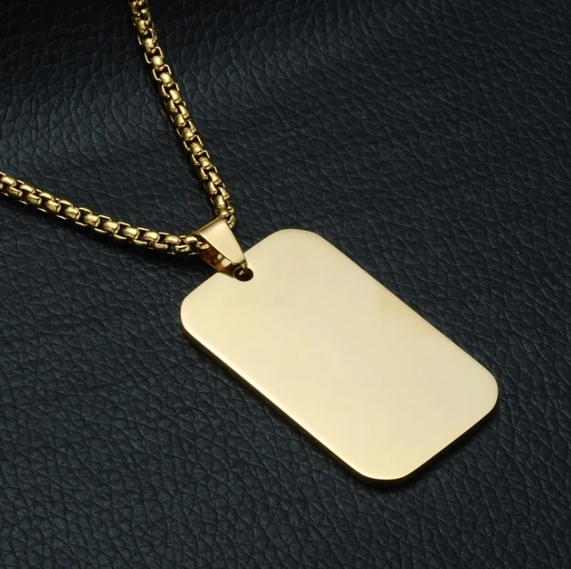 classic simple hot selling stainless steel military brand pendant smooth plate listing dog tag mens retro necklace accessories free global shipping