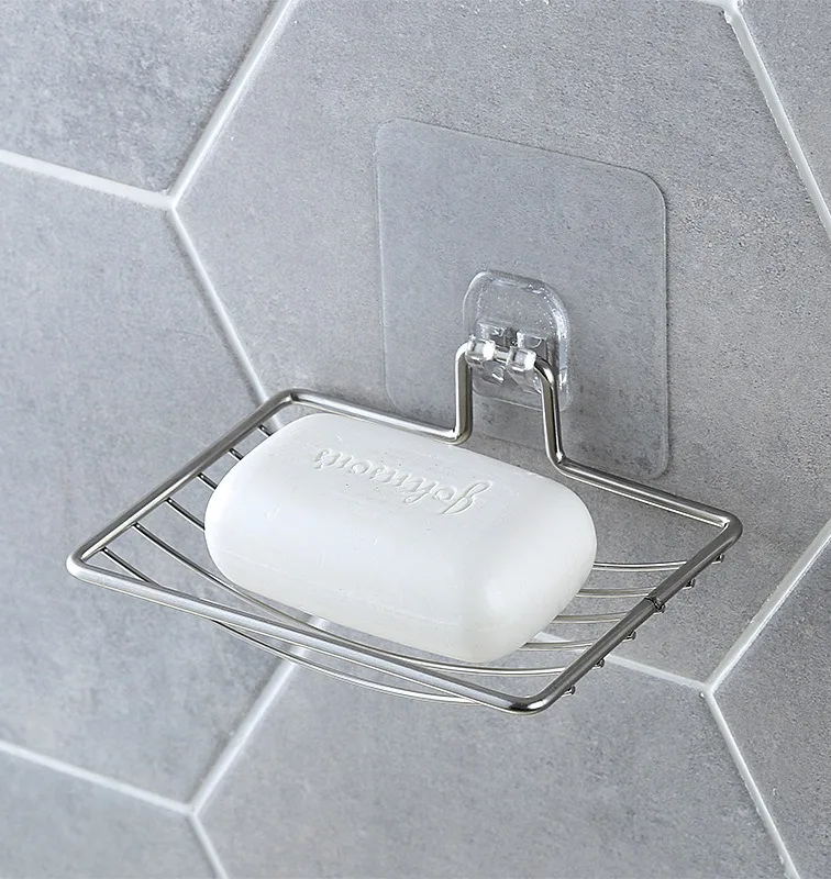 

Silver Bathroom Vacuum Paste Soap Holder Cup Box Dish Soap Storage Saver Shower Tray Bathroom Accessories