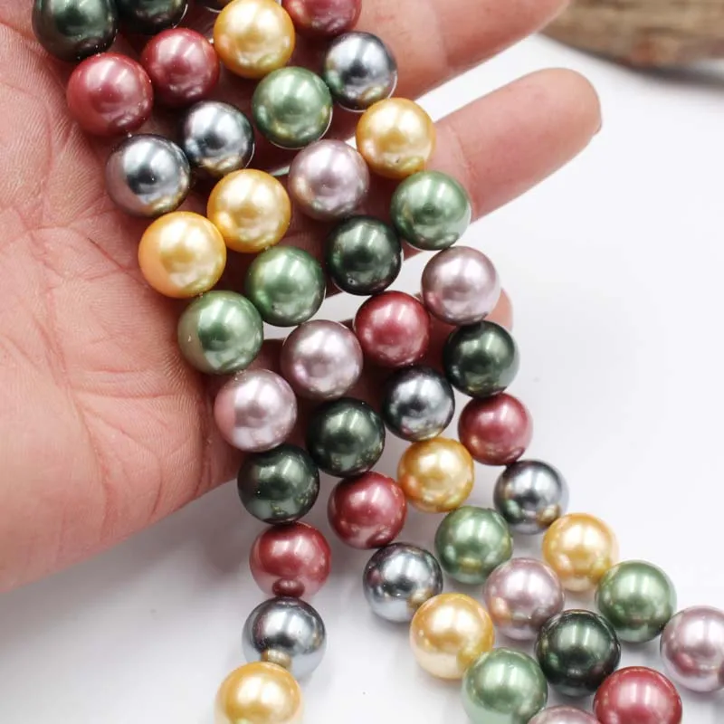 

Personality Design 6-12mm Color Pearl Shell Pendant Necklace Natural White Shell Pearl Round Loose Beads Diy Bracelet Jewelry